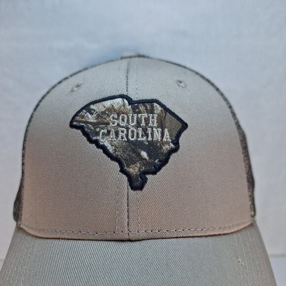 South Carolina Hunting Trucker Snapback Hat Cap Camo Beige Mesh-Back Realtree - Picture 2 of 8